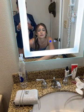 Naughty bridesmaid discreetly gives me a blowjob porn video